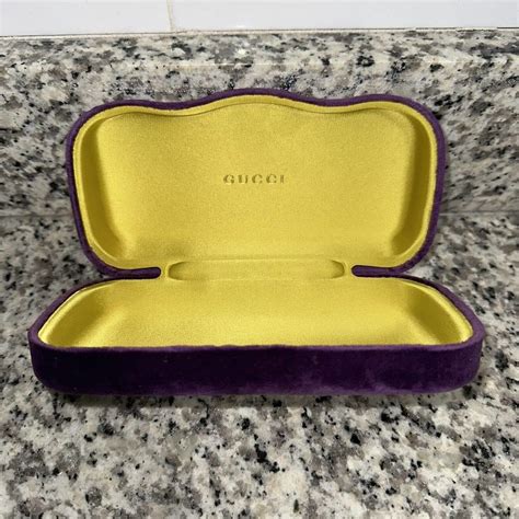 Gucci Sunglass Eyeglass Case Purple Velvet Clam Shell Style New